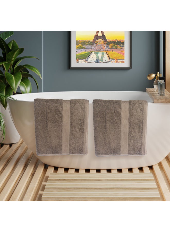 White Rose 10 Pcs MATRIX Dyed Towel set 500 GSM 100% Cotton Terry Zic Zac Border 2 Bath Towel (70x140) cm, 2 Hand Towel (50x90) cm, & 6 Face Towel (33x33) cm Soft Feel Highly Absorbent Chocolate Brown Color  - Image 1
