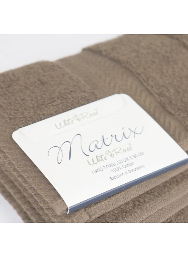 White Rose 10 Pcs MATRIX Dyed Towel set 500 GSM 100% Cotton Terry Zic Zac Border 2 Bath Towel (70x140) cm, 2 Hand Towel (50x90) cm, & 6 Face Towel (33x33) cm Soft Feel Highly Absorbent Chocolate Brown Color  - Image 3