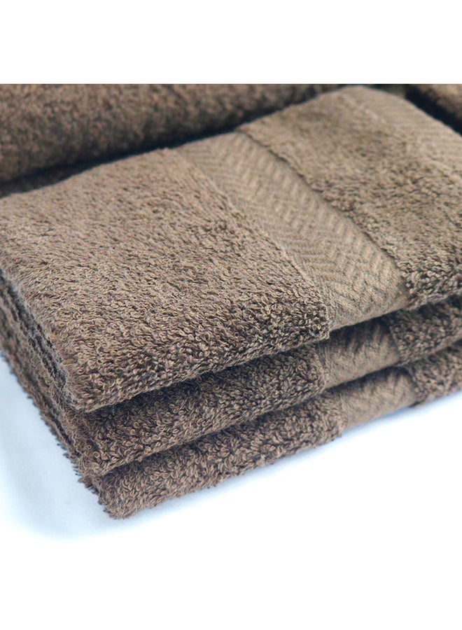 White Rose 10 Pcs MATRIX Dyed Towel set 500 GSM 100% Cotton Terry Zic Zac Border 2 Bath Towel (70x140) cm, 2 Hand Towel (50x90) cm, & 6 Face Towel (33x33) cm Soft Feel Highly Absorbent Chocolate Brown Color  - Image 2