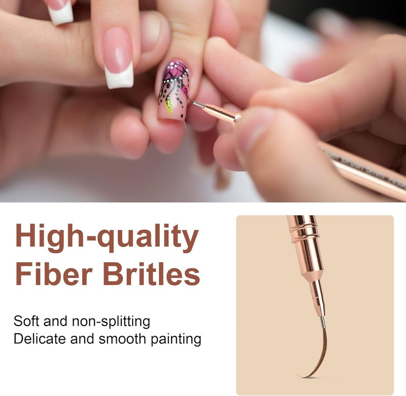 Artdone Metallic Nail Art Pens, Liner Brushes Set, 5PCS Gold Nail Tools | For Long Lines, Thin Details, Fine Drawing, Liner Brush UV Gel Polish Painting Nail Design Sizes 5/8/12/20/25mm - Image 4