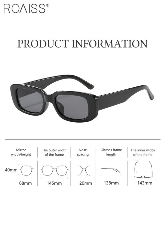 roaiss 3PCS Rectangular Sunglasses for Women, UV400 Protection Sun Glasses, Fashion Decorative Eyewear for Outdoor Party Street Photography, Black, Beige and Pink  - Image 4