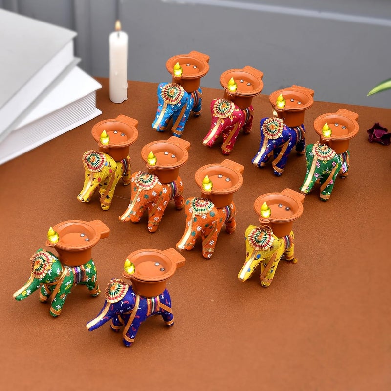 Pride Store Pride Store Elephant Water Sensor Light Diya Multicolor Elephant for Home Decor Diwali Decoration Birthday Christmas Festive Decor Candles Multi Color Elephant Diya15  - Image 5