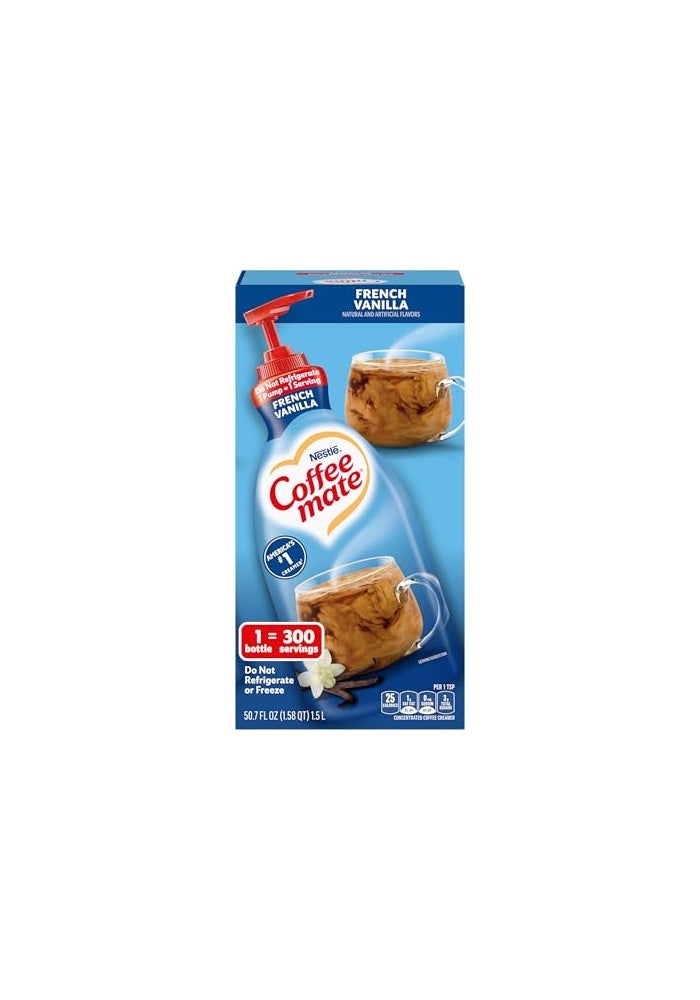 Coffee Mate Nestle Coffee Mate Coffee Creamer French Vanilla Concentrated Liquid Pump Bottle Non Dairy No Refrigeration 507 oz - Image 1