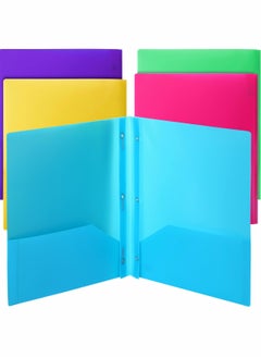 Y&D Folders with Pockets and Prong, Plastic, Pocket Folders, Prongs, File Fasteners, 2 Folder, Folder Pockets, Two 3 Prong Folders. 5 PCS  - Image 1