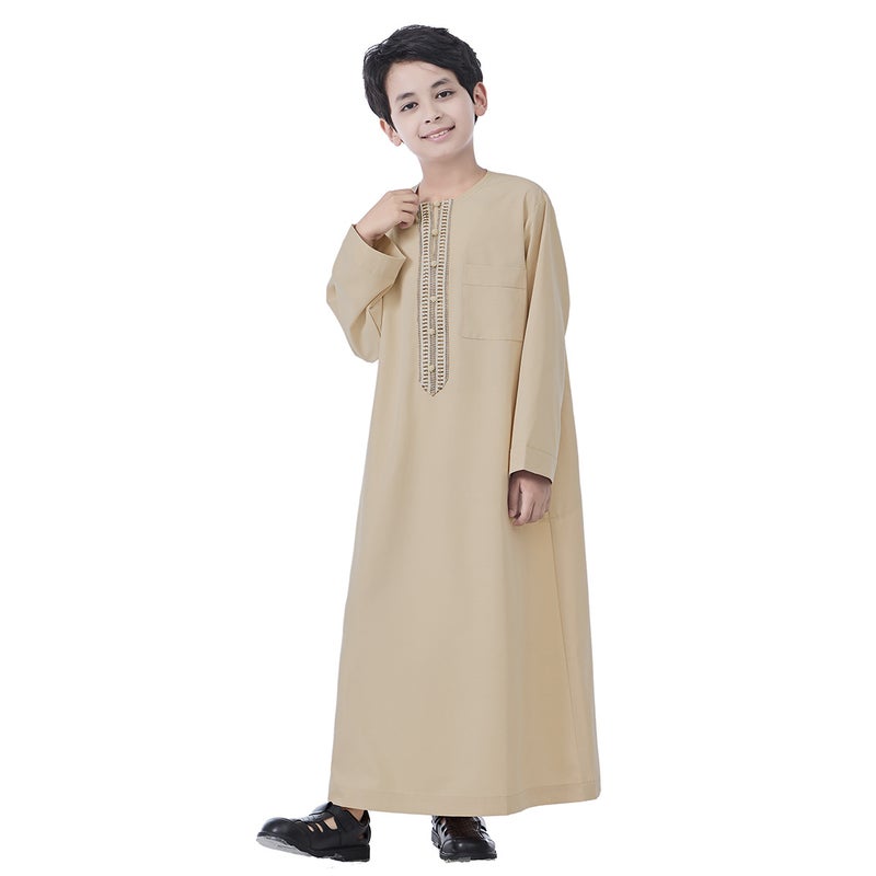 كورتا تقليدية طويلة للأولاد بحاشية دانتيل مزيّنة، أزياء تقليدية للاحتفالات - Image 1