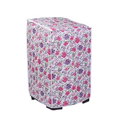 Vintage Pro Washing Machine Cover Suitable for Top Load Whirlpool 360°/Stain Wash Back Panel 6 Kg, 6.5 Kg, 7 Kg, 7.5 Kg (58cmsX58cmsX97cms, White & Pink Flower) - Image 4
