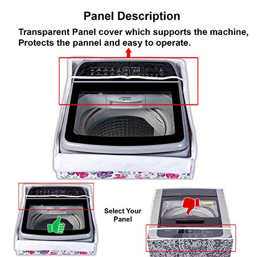 Vintage Pro Washing Machine Cover Suitable for Top Load Whirlpool 360°/Stain Wash Back Panel 6 Kg, 6.5 Kg, 7 Kg, 7.5 Kg (58cmsX58cmsX97cms, White & Pink Flower) - Image 3