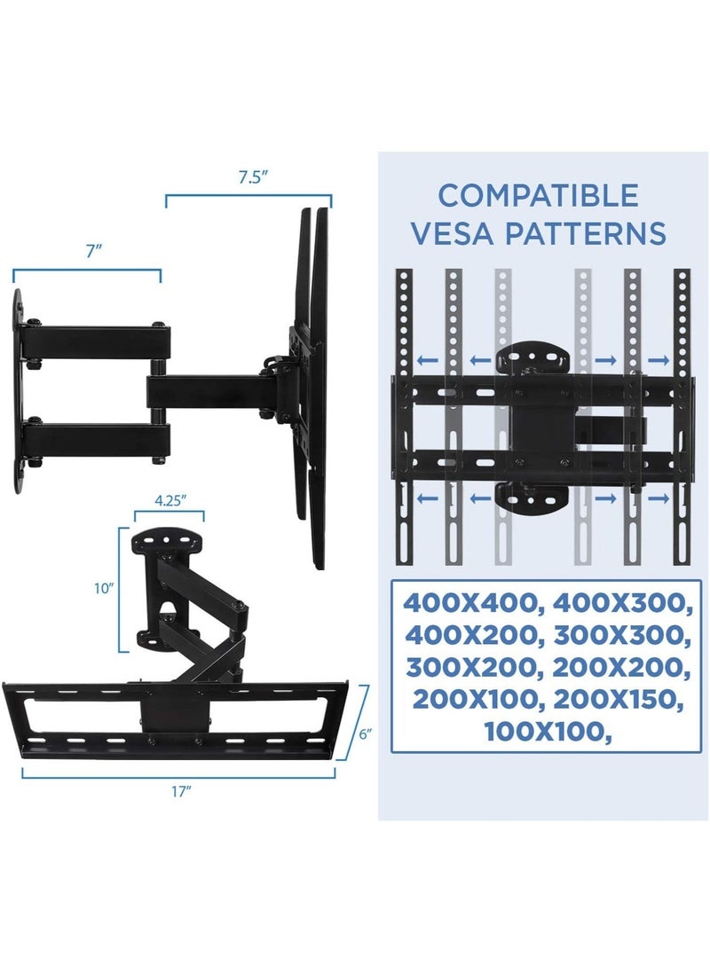 Full Motion TV Wall Mount Corner Bracket 400 x 400 Compatible Extending Arm Articulating Swivel Tilt Fits 32 37 40 42 47 50 Inch TVs 66 Capacity - Image 5