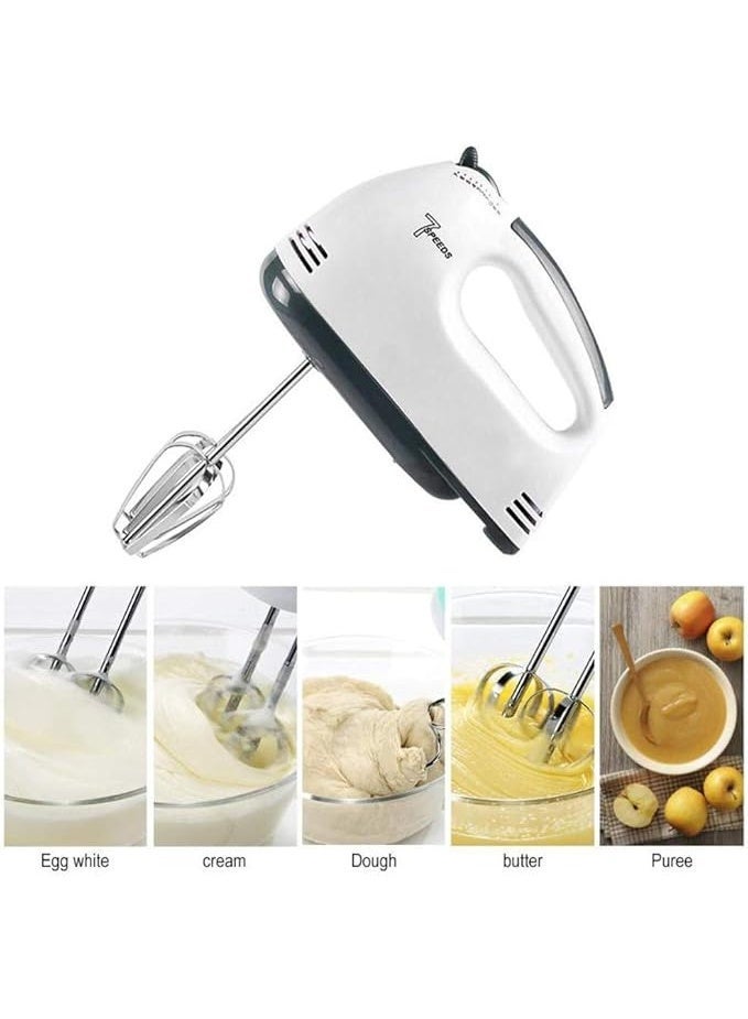 Electric Hand Mixer  7 Speed Settings - Lightweight 300W Handheld Egg Beater with Extra-Long Beaters | Dough Hooks & Balloon Whisk  Ideal for Baking, Whipping, Mixing & Cake Making - Image 5