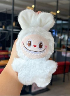 Generic Labubu Plush Doll with Keychain 15cm, Labubu Stuffed Doll Cartoon Premium Soft Plush Figure Toy for Ages 3 & Up, White 
