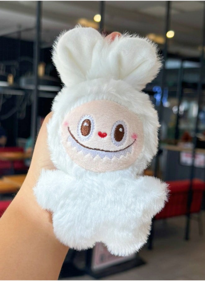 Generic - Labubu Plush Doll with Keychain 15cm, Labubu Stuffed Doll Cartoon Premium Soft Plush Figure Toy for Ages 3 & Up, White - Image 1