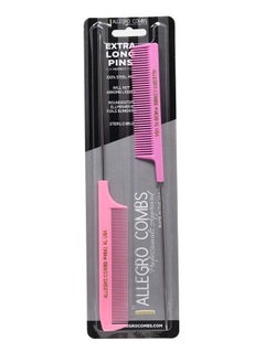 Allegro Combs XL Pintail Rat Tail Combs Parting Combs Metal Tail Foiling Combs Pin Combs 2 Pc. (PINK)  - Image 1