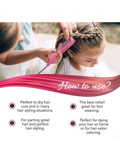 Allegro Combs XL Pintail Rat Tail Combs Parting Combs Metal Tail Foiling Combs Pin Combs 2 Pc. (PINK)  - Image 3