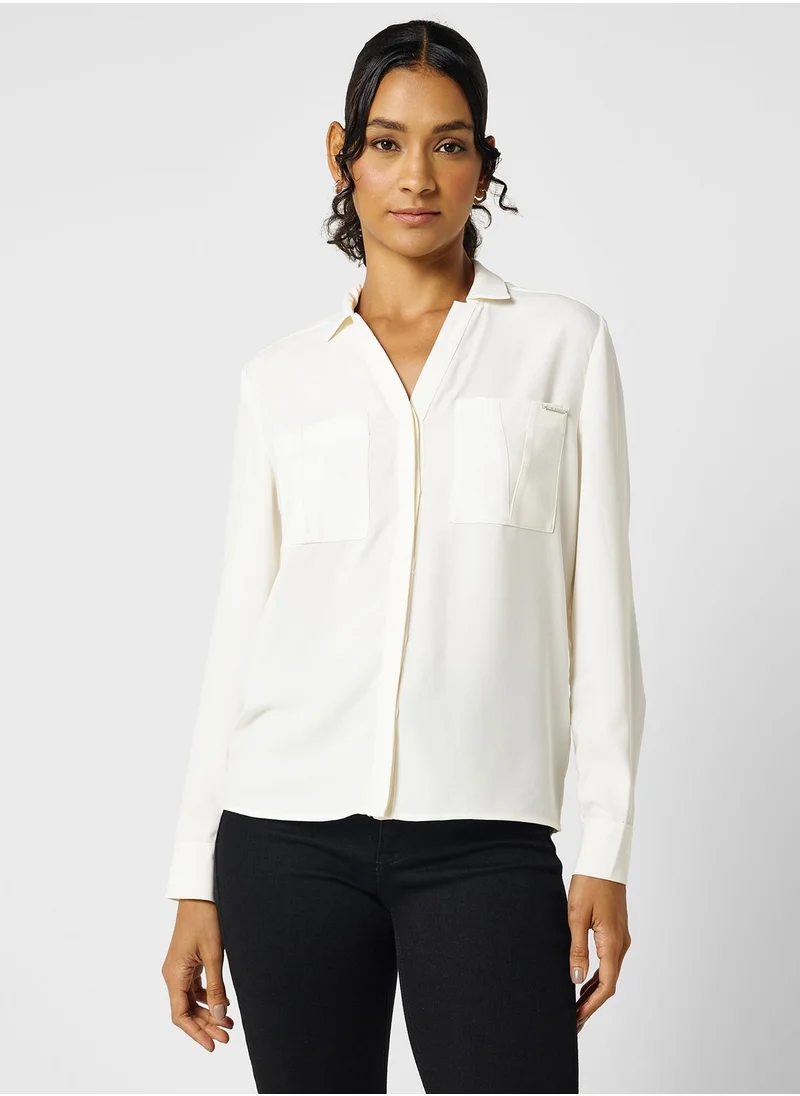CALVIN KLEIN Button Down Pocket Detail Shirt