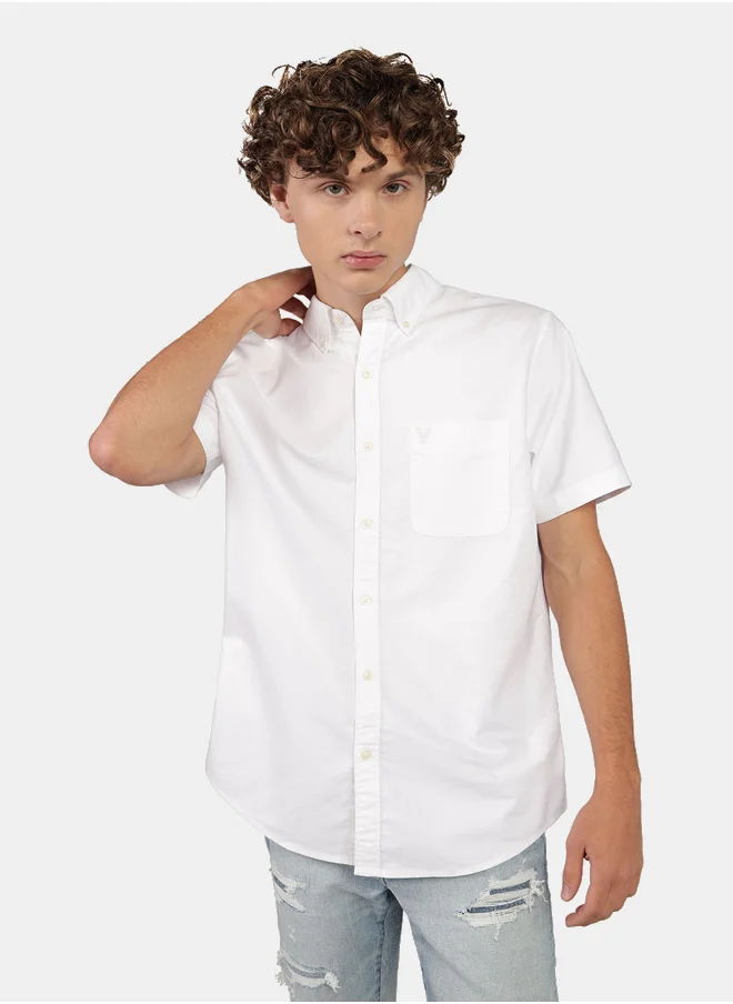 American Eagle AE Short-Sleeve Slim Fit Button-Up Shirt