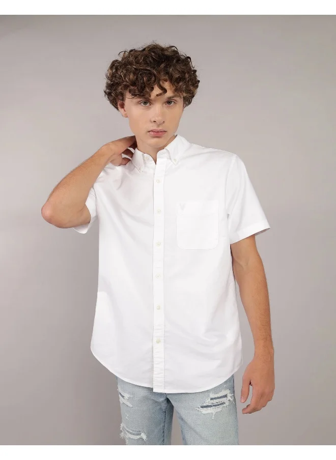 American Eagle AE Short-Sleeve Slim Fit Button-Up Shirt