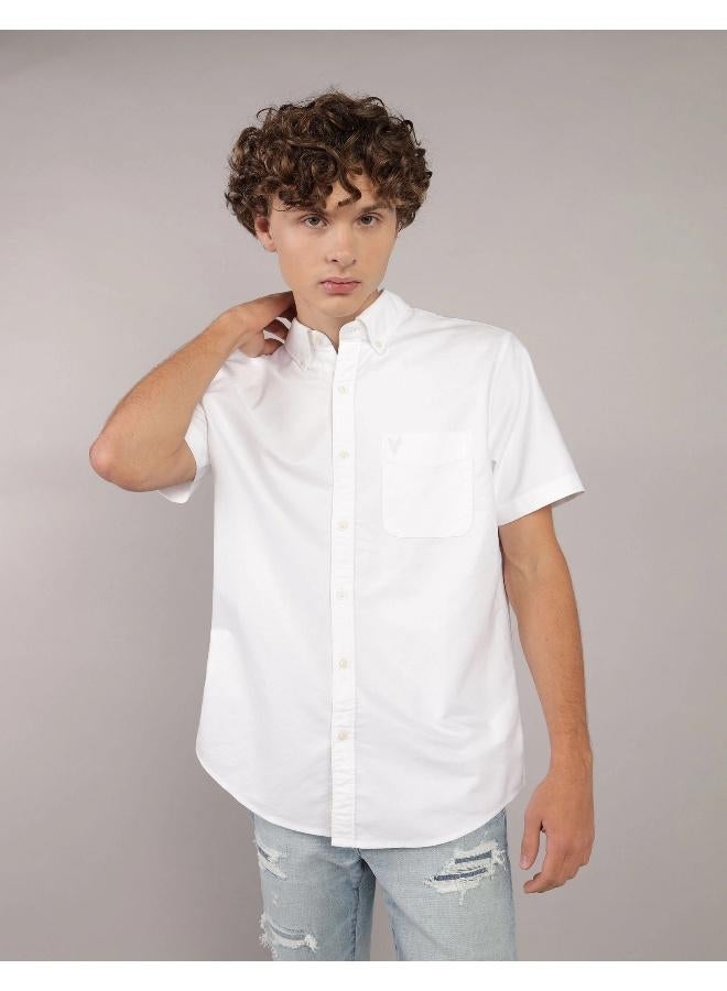 American Eagle AE Short-Sleeve Slim Fit Button-Up Shirt - Image 1