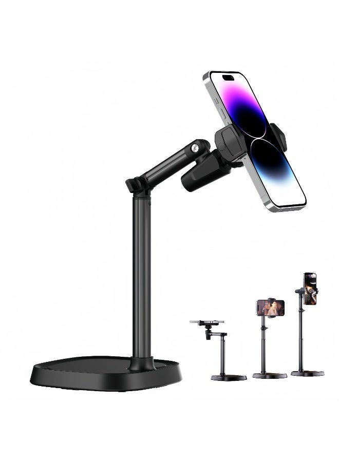 حامل هاتف قابل لتعديل الارتفاع - مناسب للمكتب والمنزل، ارتفاع قابل لتعديل 30-45 سم، زاوية عرض دوارة 360 درجة، ذراع دعم قابل للتعديل - Image 1