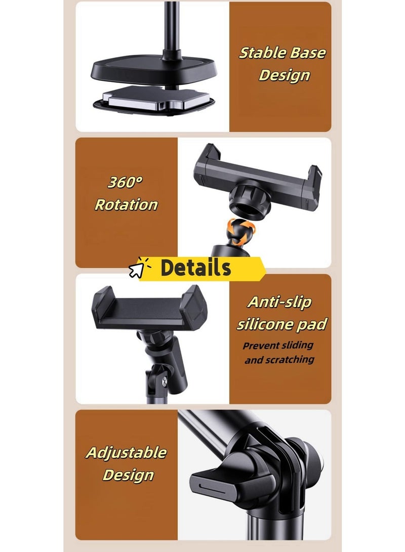 حامل هاتف قابل لتعديل الارتفاع - مناسب للمكتب والمنزل، ارتفاع قابل لتعديل 30-45 سم، زاوية عرض دوارة 360 درجة، ذراع دعم قابل للتعديل - Image 5