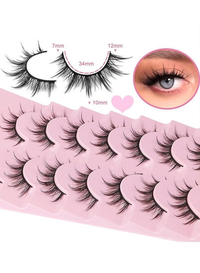 Happy D Manga Eyelashes, 10 Pair Natural Look False Eyelashes, Anime Lashes, Mink Wispy Fluffy Spiky 3D Volume Lashes Pack, Korean Japanese Cosplay Eyelashes for Women & Girls - Image 3
