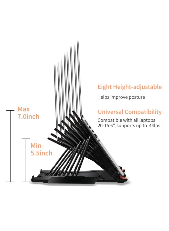 Ergonomic Adjustable Laptop Stand for Desk with Phone Holder & 360° Rotation - Foldable Portable Stand for 10-17" Laptops, MacBook Pro 16", Gaming Laptops, Tablets | Heavy-Duty & Ventilated Design - Image 4