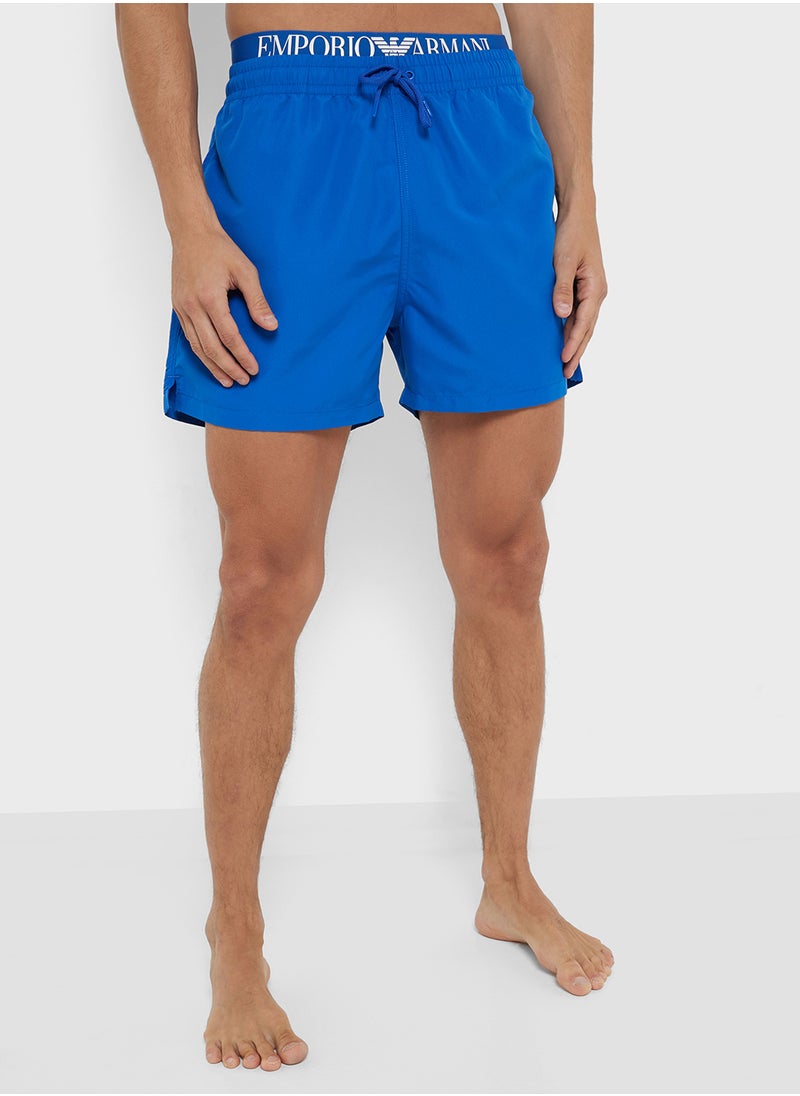 EMPORIO ARMANI Beachwear Logo  Drawstring Shorts  - Image 1