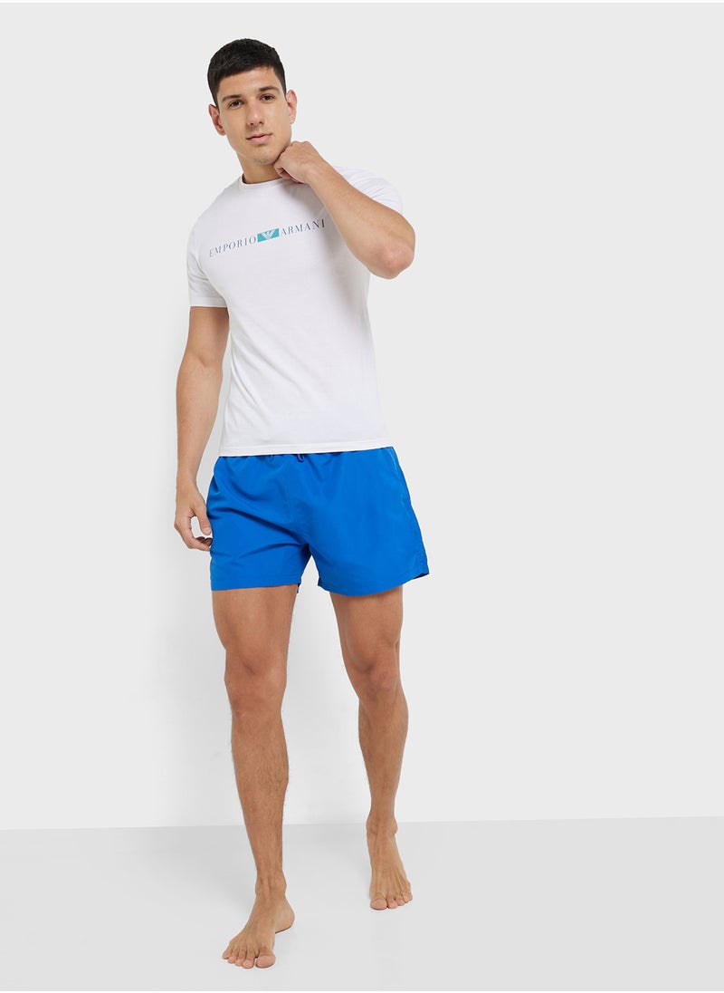 EMPORIO ARMANI Beachwear Logo  Drawstring Shorts  - Image 2