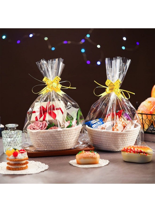 Tatuo 6 Sets Small Woven Basket with Gift Bags Pull Bows Empty Gift Baskets Bulk Cotton Rope Storage for Fathers Day Nursery Birthday Wedding Graduation(7.5 x 6.9 x 2.9 Inches) - Image 4