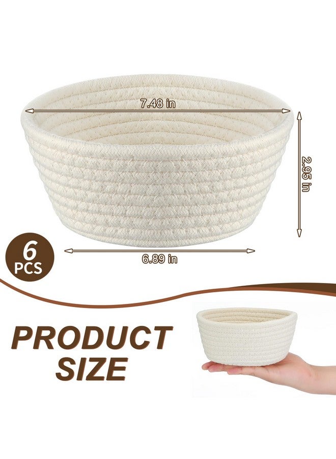 Tatuo 6 Sets Small Woven Basket with Gift Bags Pull Bows Empty Gift Baskets Bulk Cotton Rope Storage for Fathers Day Nursery Birthday Wedding Graduation(7.5 x 6.9 x 2.9 Inches) - Image 2