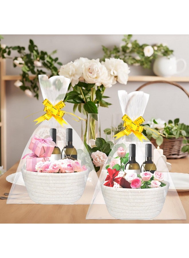 Tatuo 6 Sets Small Woven Basket with Gift Bags Pull Bows Empty Gift Baskets Bulk Cotton Rope Storage for Fathers Day Nursery Birthday Wedding Graduation(7.5 x 6.9 x 2.9 Inches) - Image 3