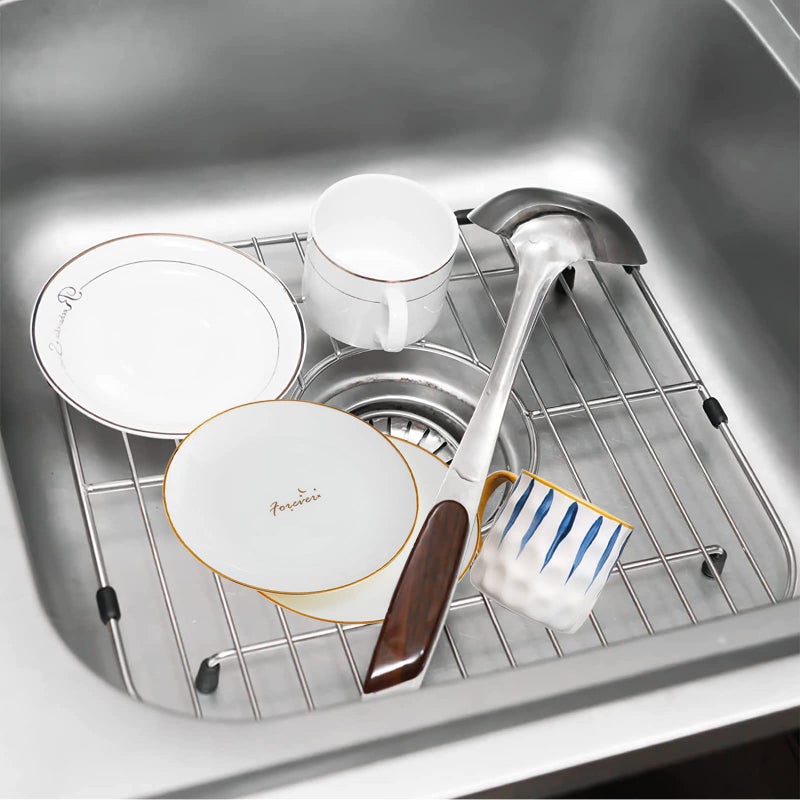 Orgneas Sink Protectors For Kitchen Sink  Universal Double Bowl Sink Bottom Grid 12.5""X10.5""X1.25""  304 Premium Stainless Steel Kitchen Sink Protector Grid Sink Grate Rack Centered Drain 2 Packs - Image 2