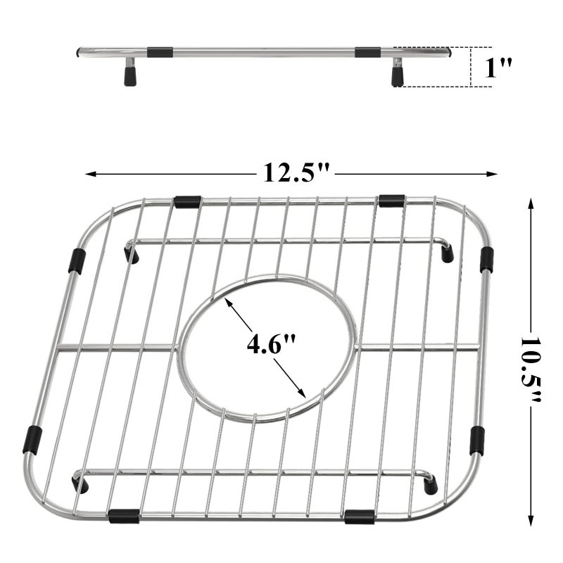 Orgneas Sink Protectors For Kitchen Sink  Universal Double Bowl Sink Bottom Grid 12.5""X10.5""X1.25""  304 Premium Stainless Steel Kitchen Sink Protector Grid Sink Grate Rack Centered Drain 2 Packs - Image 5