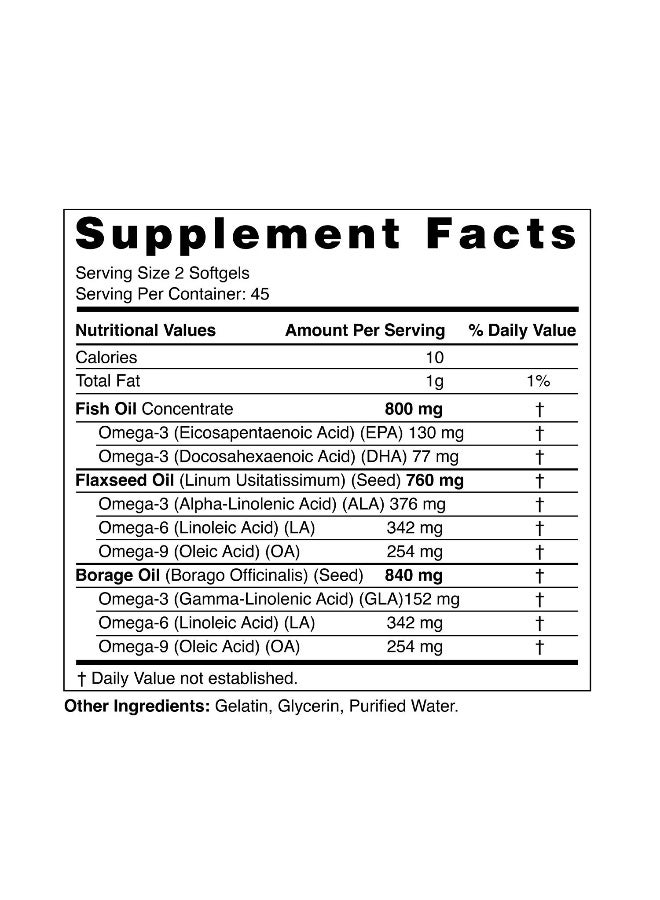 Natural Fervor High Potency Omega 3.6.9 Fish Oil Flax Seed And Borage Balanced Complex 2400 Mg 90 Softgel - Image 2