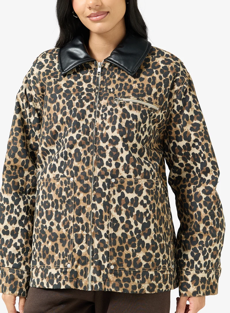 ONLY  ONLIVRA CANVAS PU COLLAR JACKET for Women | Best Price UAE