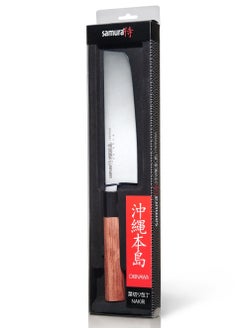 Samura Samura OKINAWA Nakiri Knife | 6.8"/172 mm | Double-Edged Blade | Rosewood Handle | AUS-8 Stonewash Blade | Precision Cutting | Corrosion Resistant  - Image 2