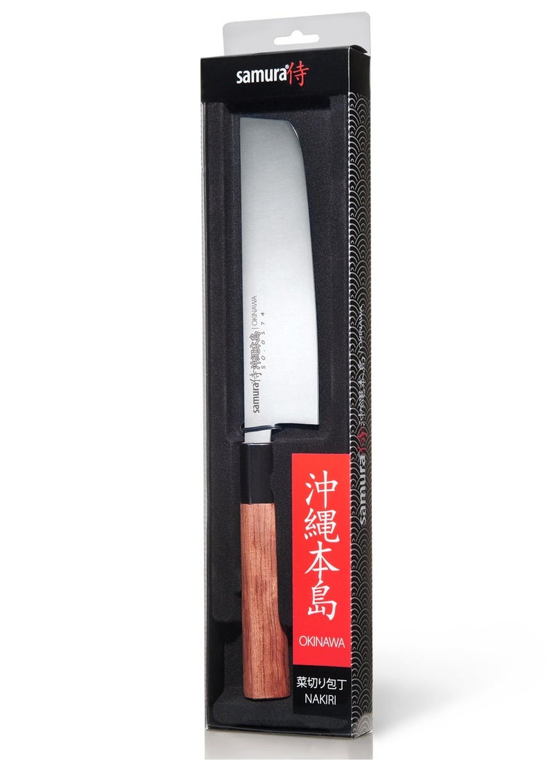 Samura Samura OKINAWA Nakiri Knife | 6.8"/172 mm | Double-Edged Blade | Rosewood Handle | AUS-8 Stonewash Blade | Precision Cutting | Corrosion Resistant  - Image 2