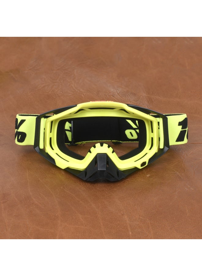 Off-road Motorcycle Ski Goggles UV Color Changing Clear Lens Yellow Frame Black Nose Yellow Buckle