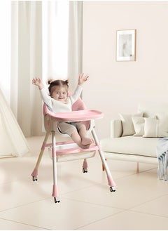 Baby High Chair, 4 In 1 Folding Recline Feeding Seat Height Adjustable Child Feeding Chair, Multifunctional Baby Dining Chair with Removable Double Compartment Plate（Pink） - pzsku/ZD5FCA368B7F1AB121BE1Z/45/_/1717035968/24e264a1-4955-40ed-9ccb-76dd2599c711