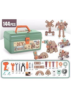 DURKU Kids Tool Set with Electric Drill - Pretend Play Construction Kit for Boys and Girls - Power Tool Box Set (144PCS)  - Image 3