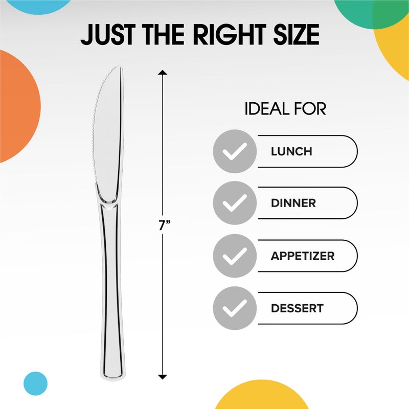 Exquisite Exquisite Clear Plastic Knives 50 Pcs Clear Knives Disposable Utensils Heavy Duty Plastic Cutlery Set Disposable Cutlery Sets Flatware Sets Silverware Set For Party Supplies & Party Tableware  - Image 1