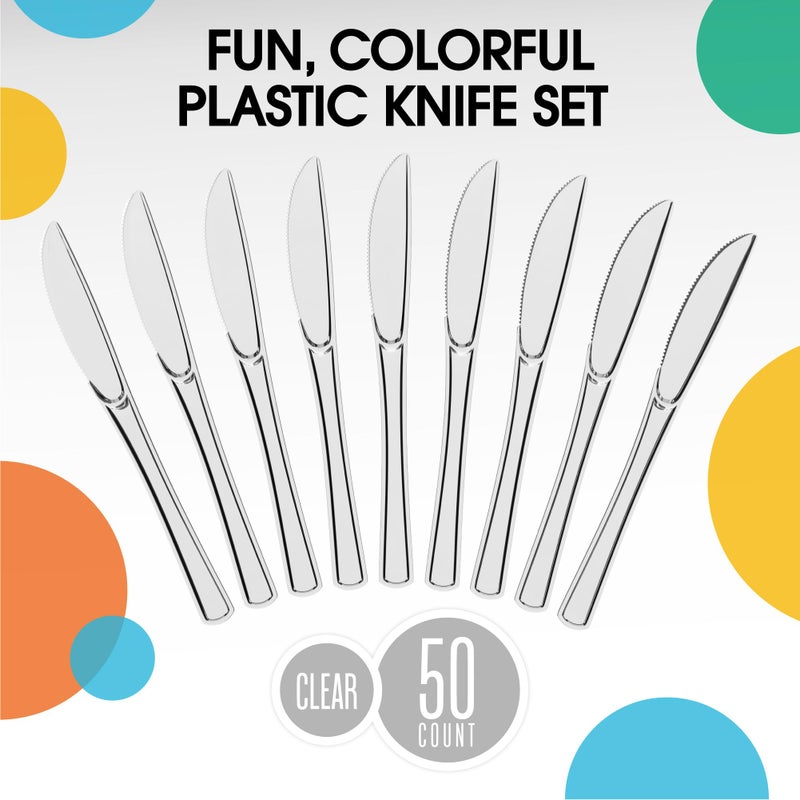 Exquisite Exquisite Clear Plastic Knives 50 Pcs Clear Knives Disposable Utensils Heavy Duty Plastic Cutlery Set Disposable Cutlery Sets Flatware Sets Silverware Set For Party Supplies & Party Tableware  - Image 2