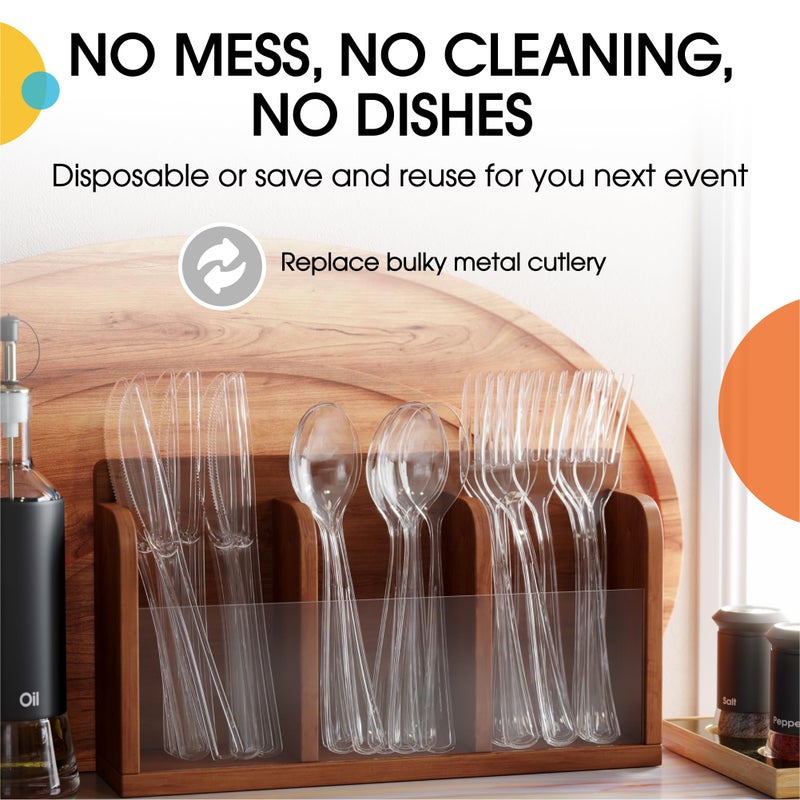 Exquisite Exquisite Clear Plastic Knives 50 Pcs Clear Knives Disposable Utensils Heavy Duty Plastic Cutlery Set Disposable Cutlery Sets Flatware Sets Silverware Set For Party Supplies & Party Tableware  - Image 4