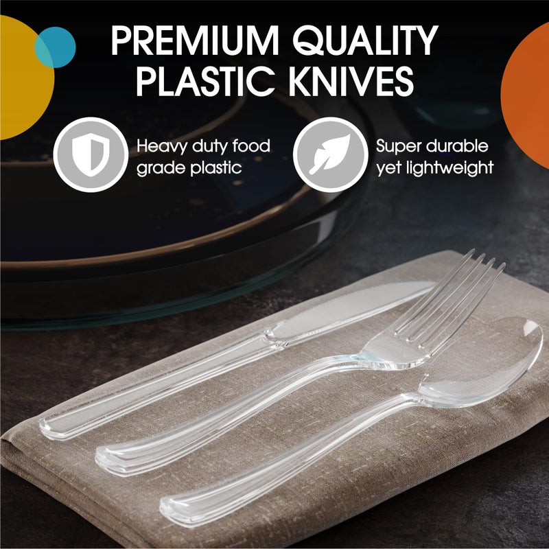 Exquisite Exquisite Clear Plastic Knives 50 Pcs Clear Knives Disposable Utensils Heavy Duty Plastic Cutlery Set Disposable Cutlery Sets Flatware Sets Silverware Set For Party Supplies & Party Tableware  - Image 3