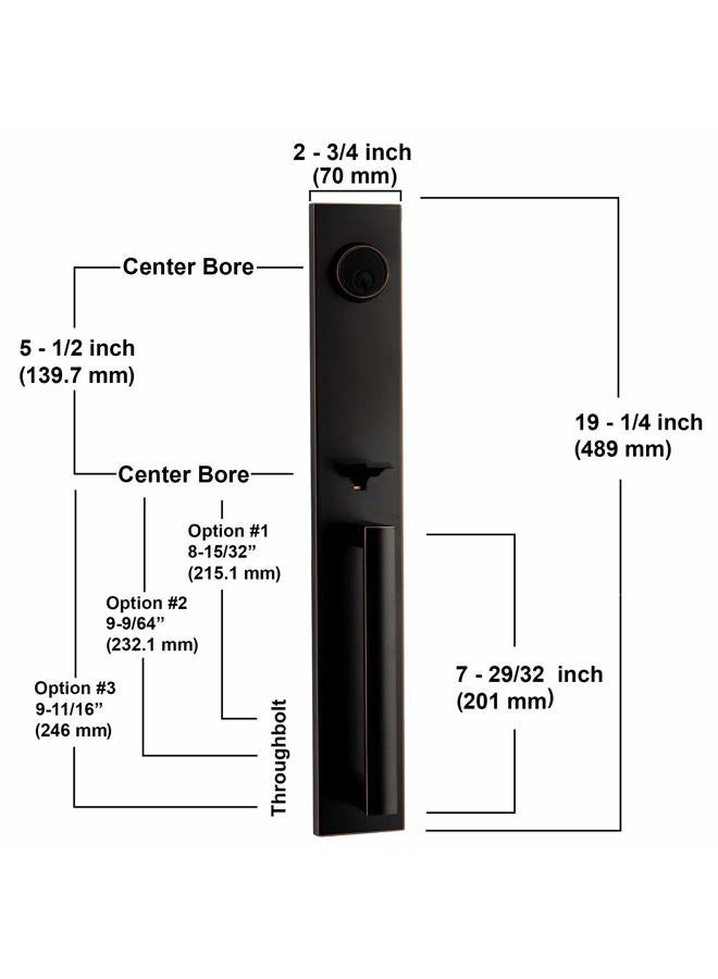 Berlin Modisch Full Escutcheon HandleSet Front Door Entry Handle and Deadbolt Lock Set Slim Square Single Cylinder Deadbolt and Lever Heavy Duty – Oil Rubbed Bronze Finish - Image 2