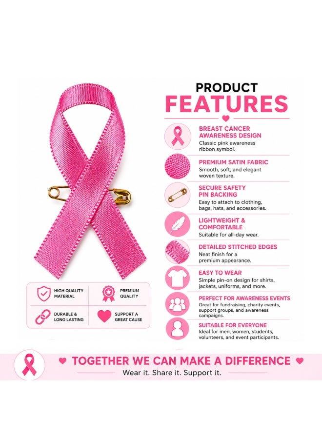 PRINTSHOP4ME Breast Cancer Awareness Brooch | Pink Ribbon Badge | Satin Pin for Events - Image 5