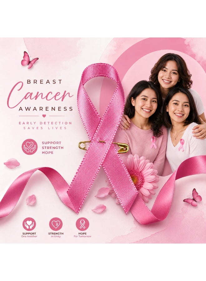 PRINTSHOP4ME Breast Cancer Awareness Brooch | Pink Ribbon Badge | Satin Pin for Events - Image 4