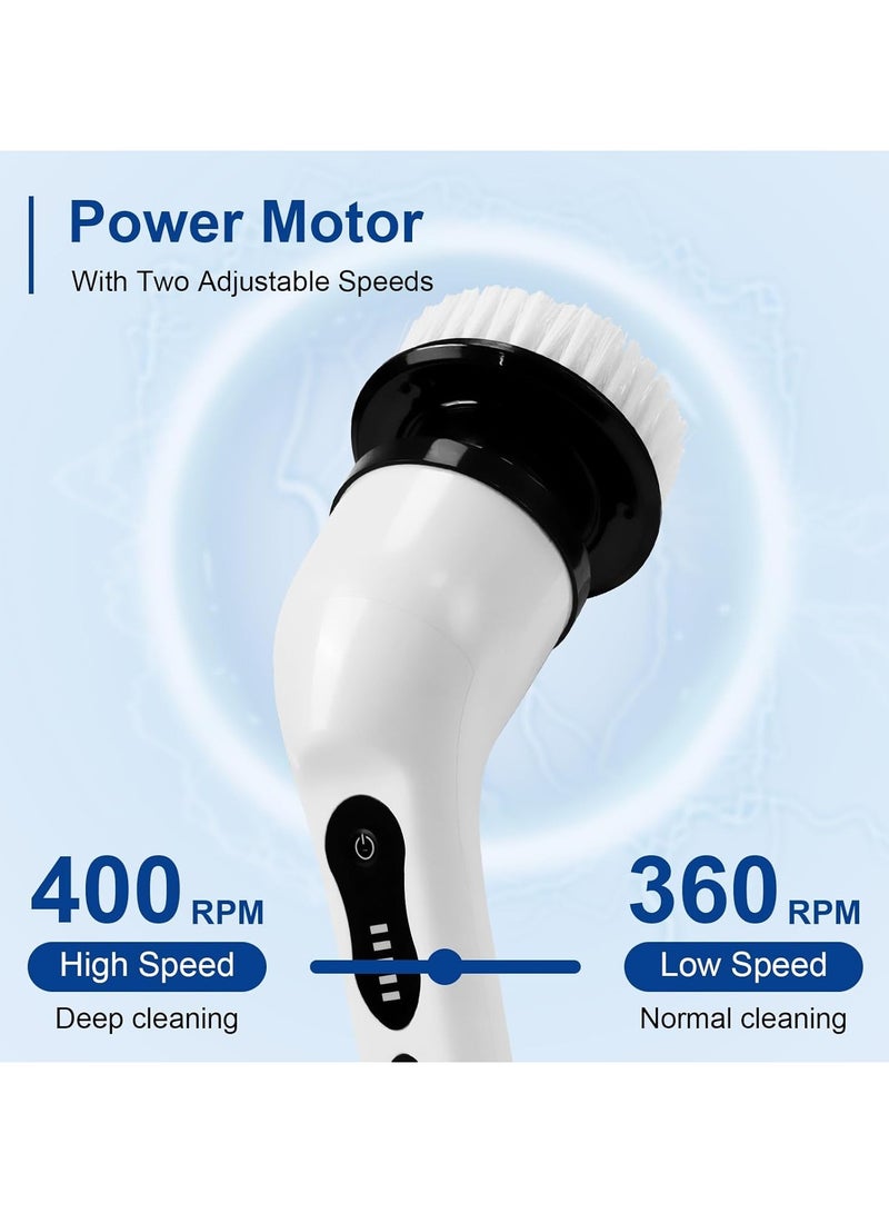 Rechargeable Motorized Rotating Floor Brush, 9 Interchangeable Brush Heads, Rechargeable Powerful Household Cleaning Brush, 3 Adjustable Telescopic Poles, For Bathroom Tubs and Tile Floors  - Image 3