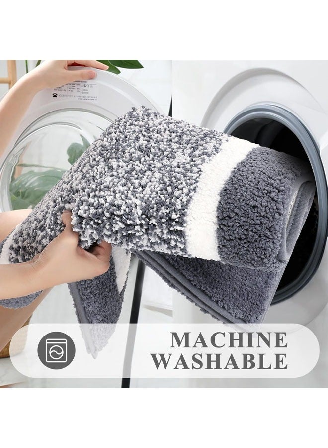 مجموعة سجاد حمام، سجادات حمام فائقة النعومة والامتصاص، سجادة غير قابلة للانزلاق وقابلة للغسل للأرضيات، سجادة حمام ناعمة مخملية، قابلة للغسل والتجفيف في الغسالة، سجادات حمام للحمام والحوض والدش، لون أسود - Image 5