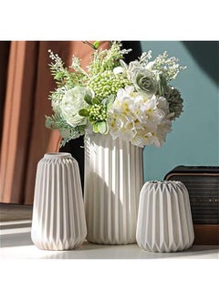 HOOKOR White Ceramic Vase -Set of 3 Boho for Modern Home Decor,Nordic Minimalism Decor Office Entryway Living Room Centerpiece Table Decorations Vases  - Image 1