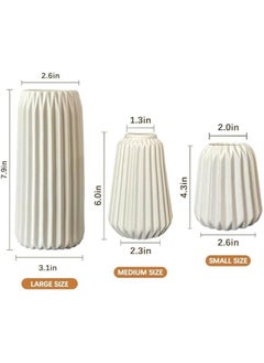 HOOKOR White Ceramic Vase -Set of 3 Boho for Modern Home Decor,Nordic Minimalism Decor Office Entryway Living Room Centerpiece Table Decorations Vases  - Image 2